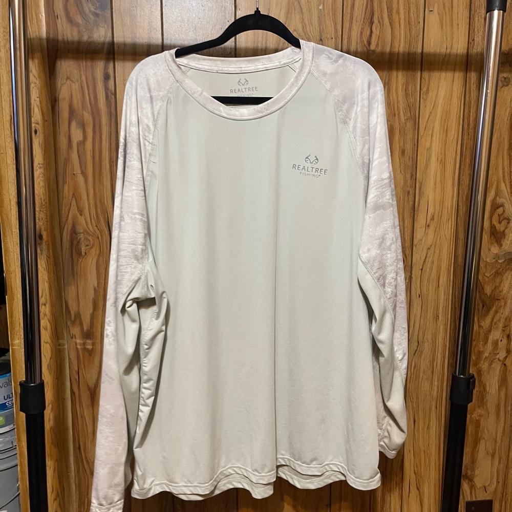 Realtree Men's Light Tan Long Sleeve Fishing Tee 3xl
